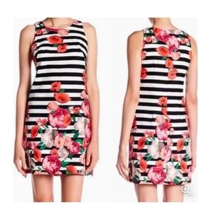 Eliza J Floral Striped Sleeveless Sheath Dress